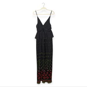 Sabina Musáyev Black Poppy Garden Selina Maxi Dress Size XL